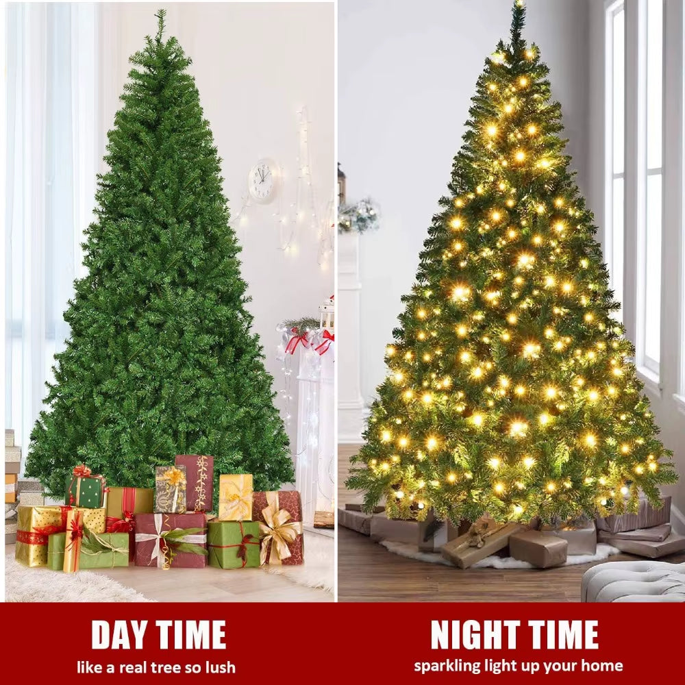 4/5/6/7 Ft Christmas Tree W/Led Lights Artificial Tree Pine Bushy Holiday Decor
