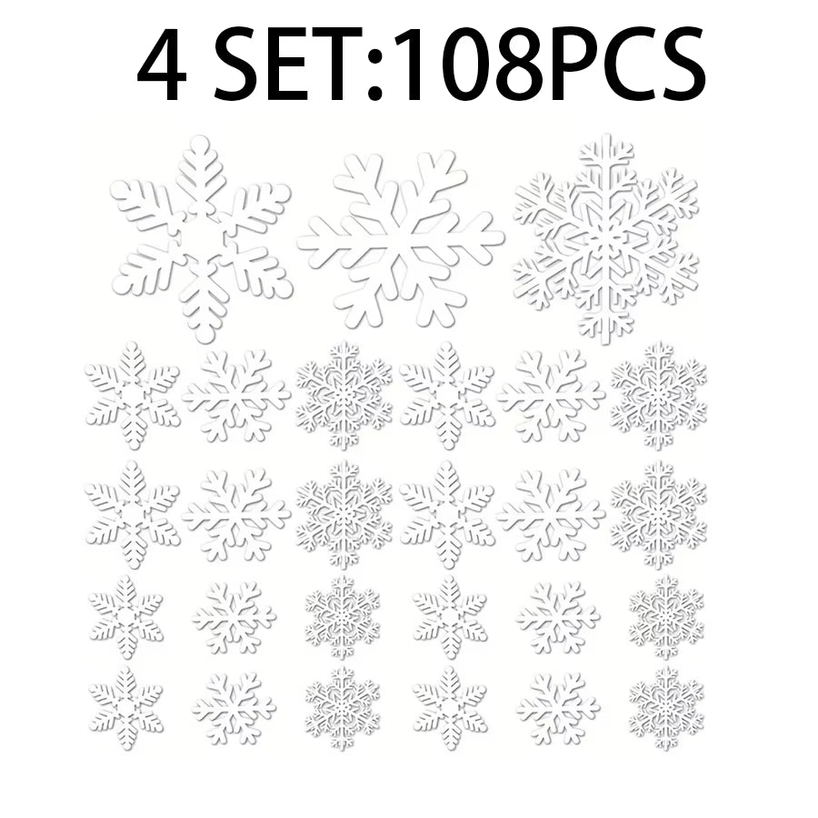 Christmas Decoration Snowflake Window Clings Glueless PVC Wall Stickers for Windows Glass for Christmas New Year Winter Party