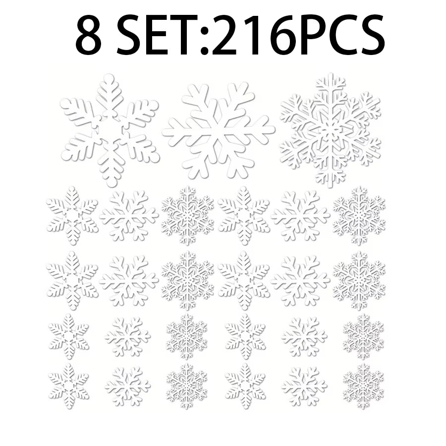 Christmas Decoration Snowflake Window Clings Glueless PVC Wall Stickers for Windows Glass for Christmas New Year Winter Party