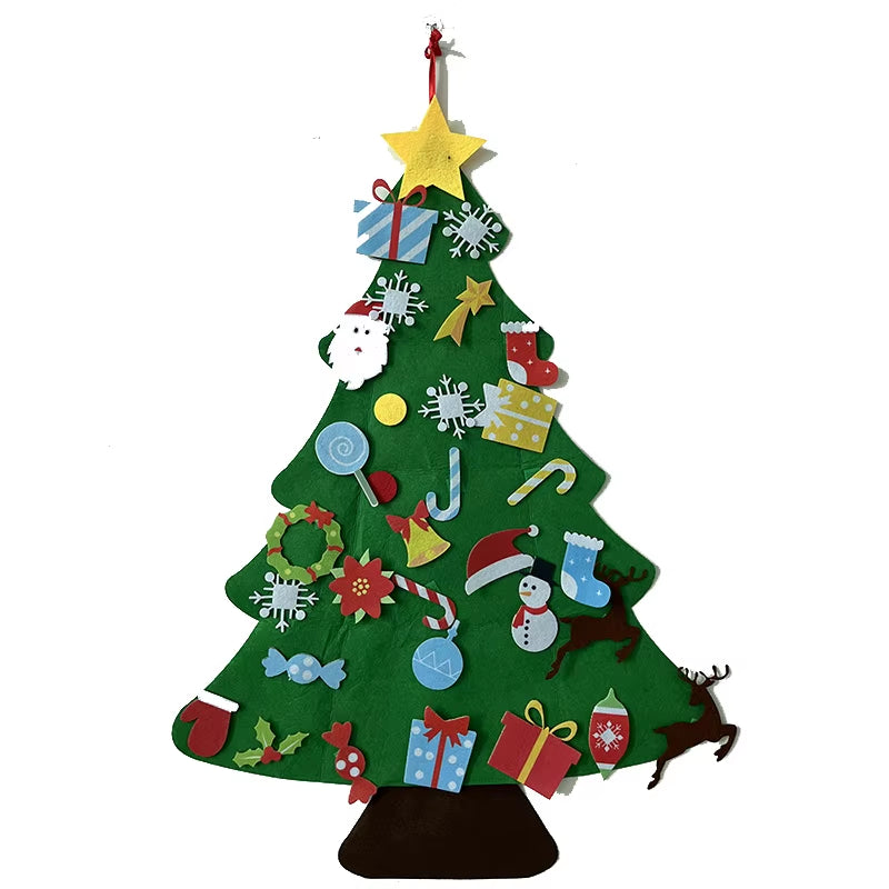 Montessori Christmas Tree Felt Children DIY Puzzle Stickers Wall Hanging Xmas Ornaments Party Home Decorations for Kids Gifts