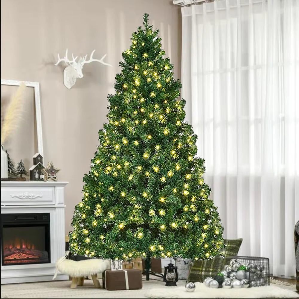 4/5/6/7 Ft Christmas Tree W/Led Lights Artificial Tree Pine Bushy Holiday Decor