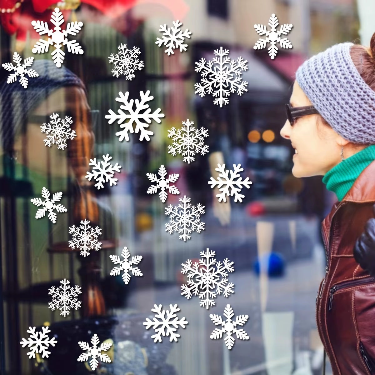 Christmas Decoration Snowflake Window Clings Glueless PVC Wall Stickers for Windows Glass for Christmas New Year Winter Party