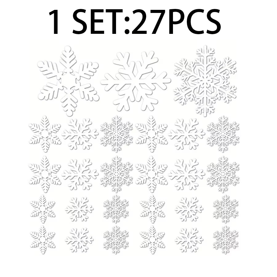 Christmas Decoration Snowflake Window Clings Glueless PVC Wall Stickers for Windows Glass for Christmas New Year Winter Party