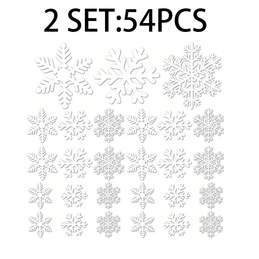 Christmas Decoration Snowflake Window Clings Glueless PVC Wall Stickers for Windows Glass for Christmas New Year Winter Party