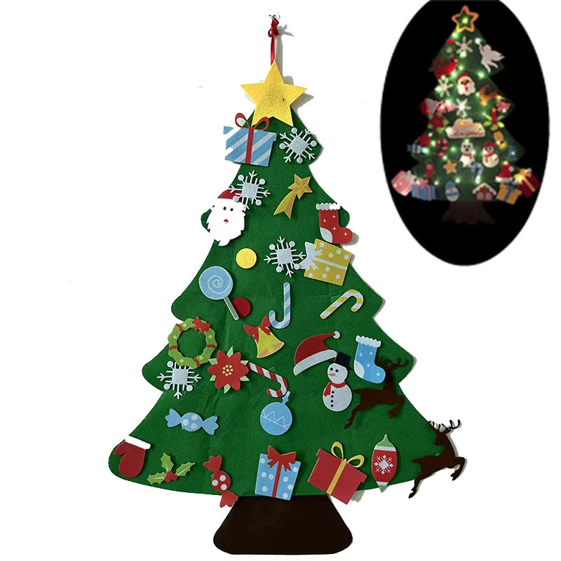 Montessori Christmas Tree Felt Children DIY Puzzle Stickers Wall Hanging Xmas Ornaments Party Home Decorations for Kids Gifts