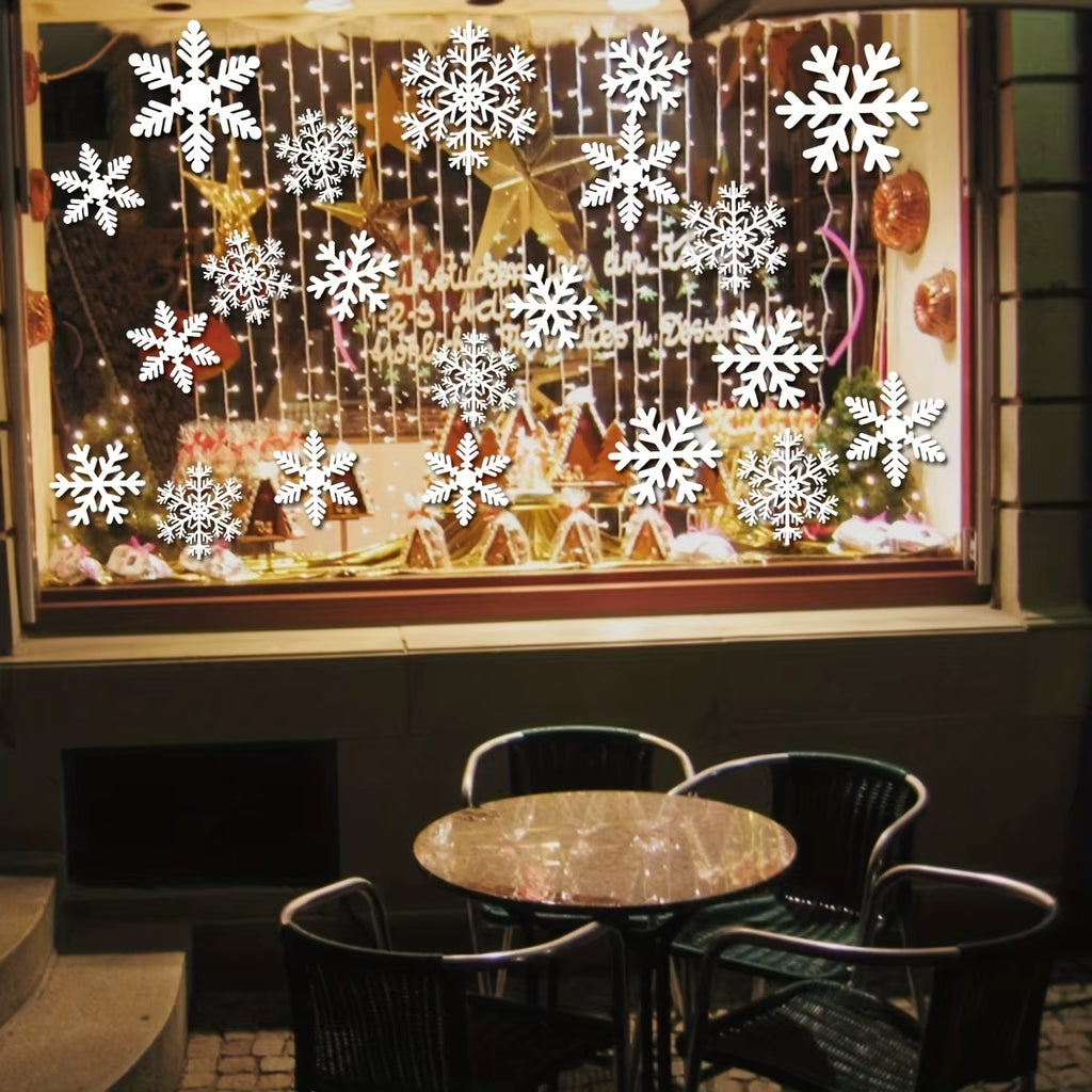 Christmas Decoration Snowflake Window Clings Glueless PVC Wall Stickers for Windows Glass for Christmas New Year Winter Party