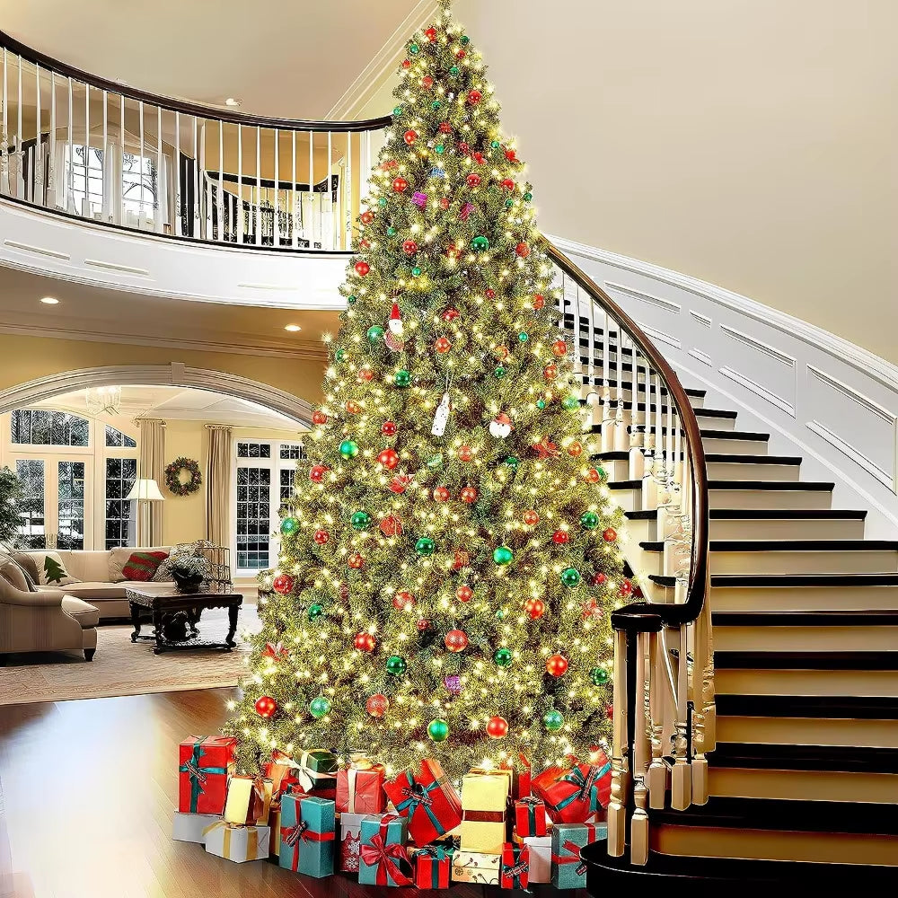 4/5/6/7 Ft Christmas Tree W/Led Lights Artificial Tree Pine Bushy Holiday Decor