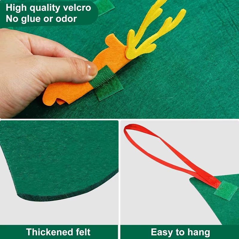 Montessori Christmas Tree Felt Children DIY Puzzle Stickers Wall Hanging Xmas Ornaments Party Home Decorations for Kids Gifts